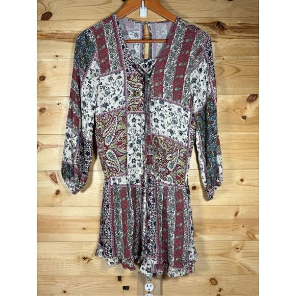 American Eagle Outfitters Women's Boho Paisley Romper Size Small Multicolor - Picture 2 of 16